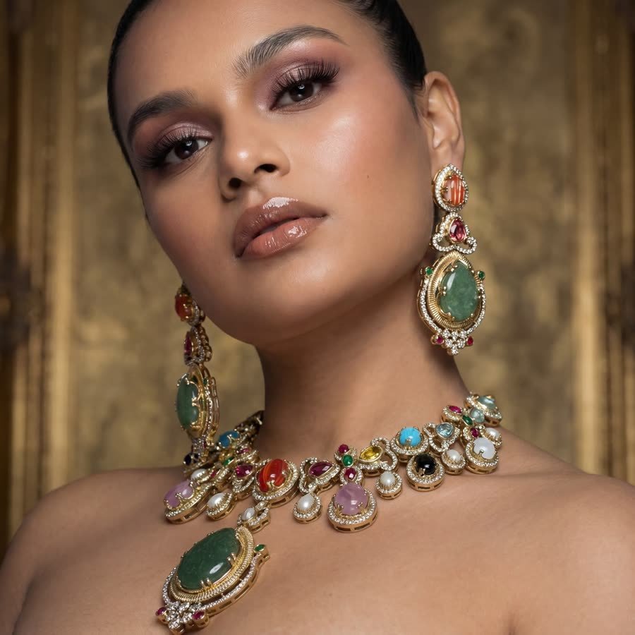 Navratna jewellery campaign visual built in the virtual studio